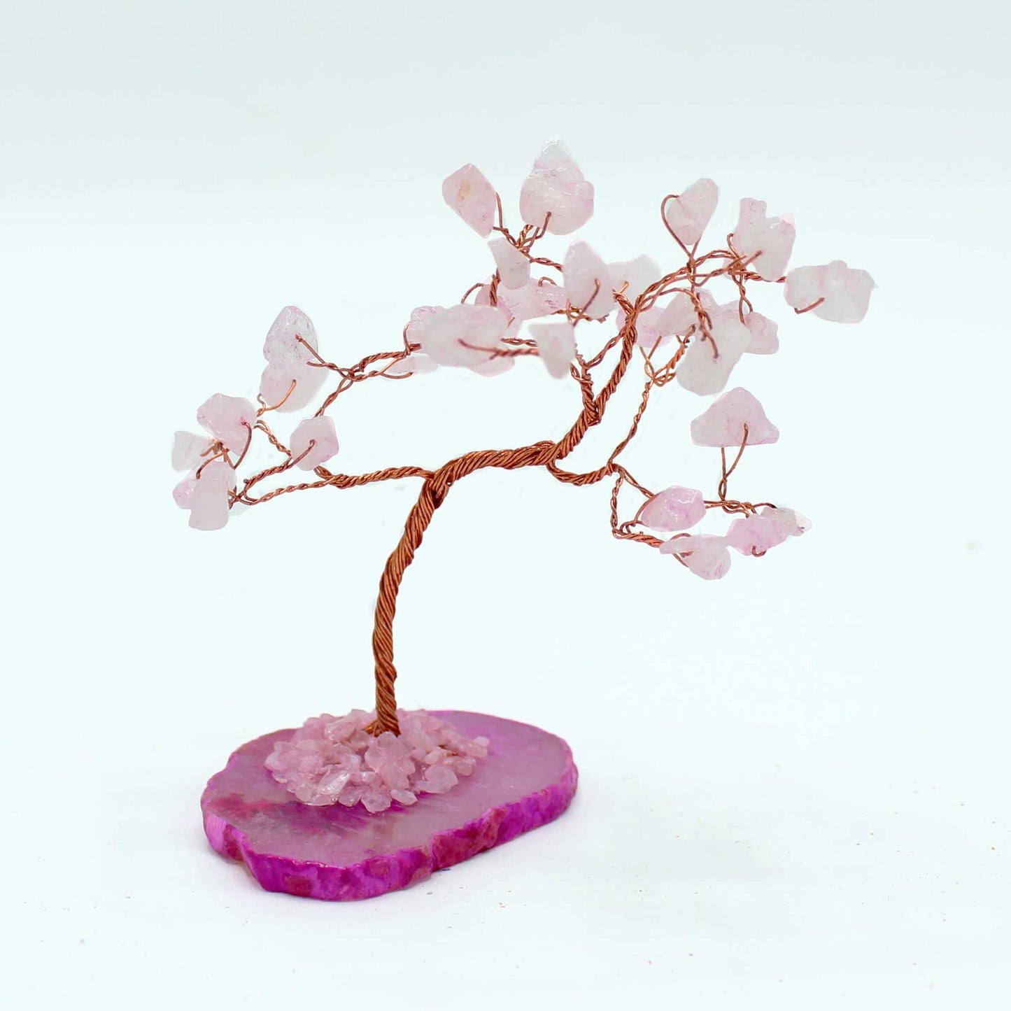 Gemstone Tree - Rose Quartz on Pink Agate Base (35 stones) | Auro & Co