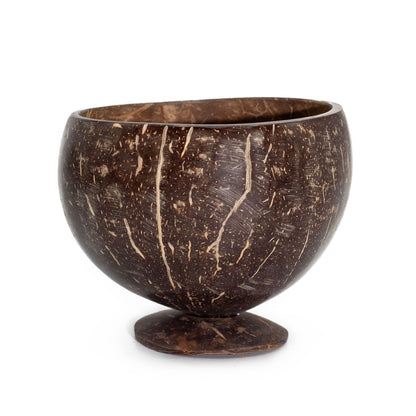 Natural Coconut Shell Bowl on Wooden Stand, Small, 9 x 10cm