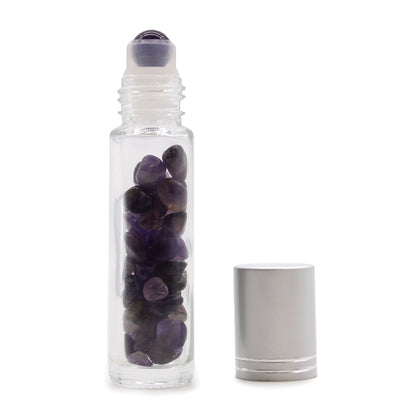 Amethyst Aura-Infused Essential Oil Roller Bottle Grey Top