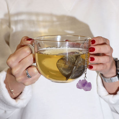 Raw Crystal Gemstone Tea Strainer - Rainbow Moonstone