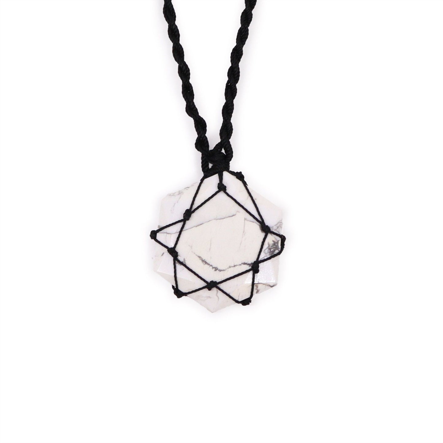 Laced Gemstone Hexagon Pendant - White Howlite | Auro & Co