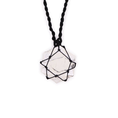 Laced Gemstone Hexagon Pendant - White Howlite | Auro & Co