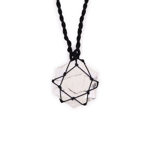 Laced Gemstone Hexagon Pendant - White Howlite | Auro & Co