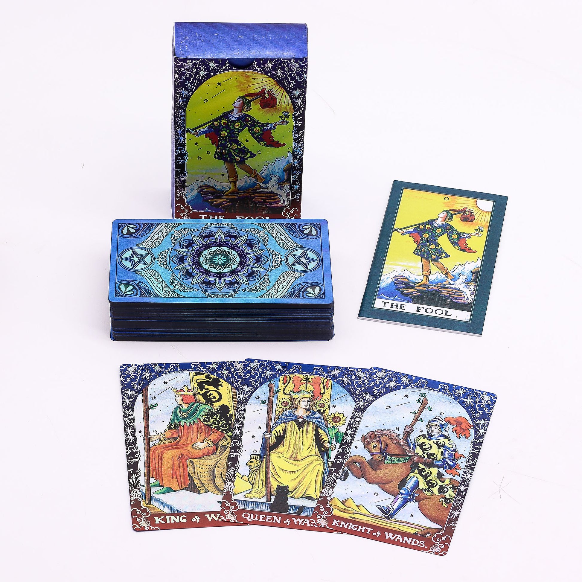 Blue Foil Tarot Card Set - Mandala - with booklet – detail view