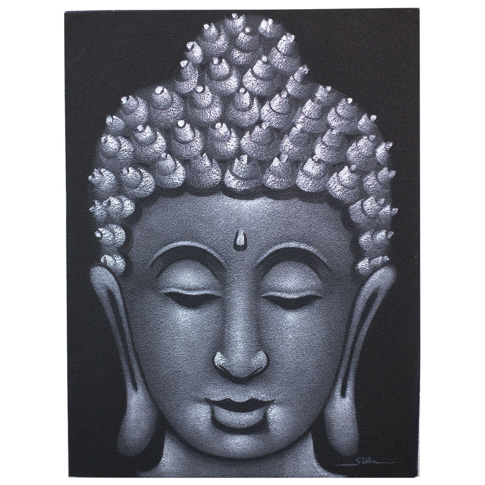 Buddha Painting - Grey Sand Finish | Auro & Co