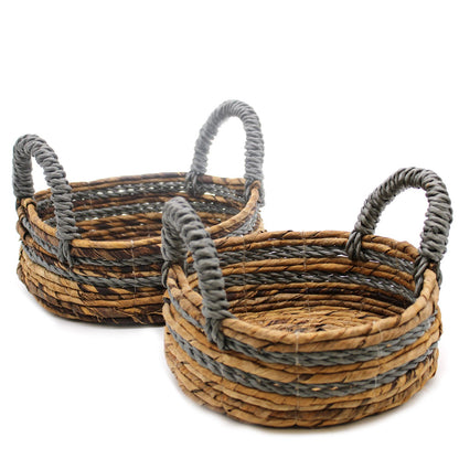 Handwoven Banana Leaf Round Storage Baskets – Set of 2