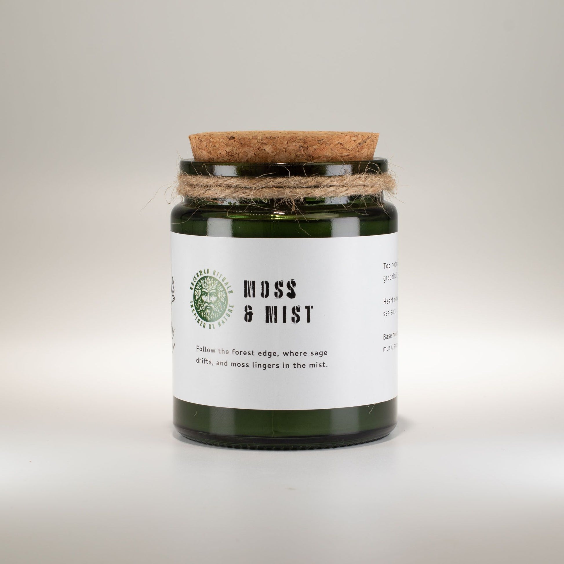 Greenman Woodwick Soy Candle - Moss & Mist – lifestyle shot