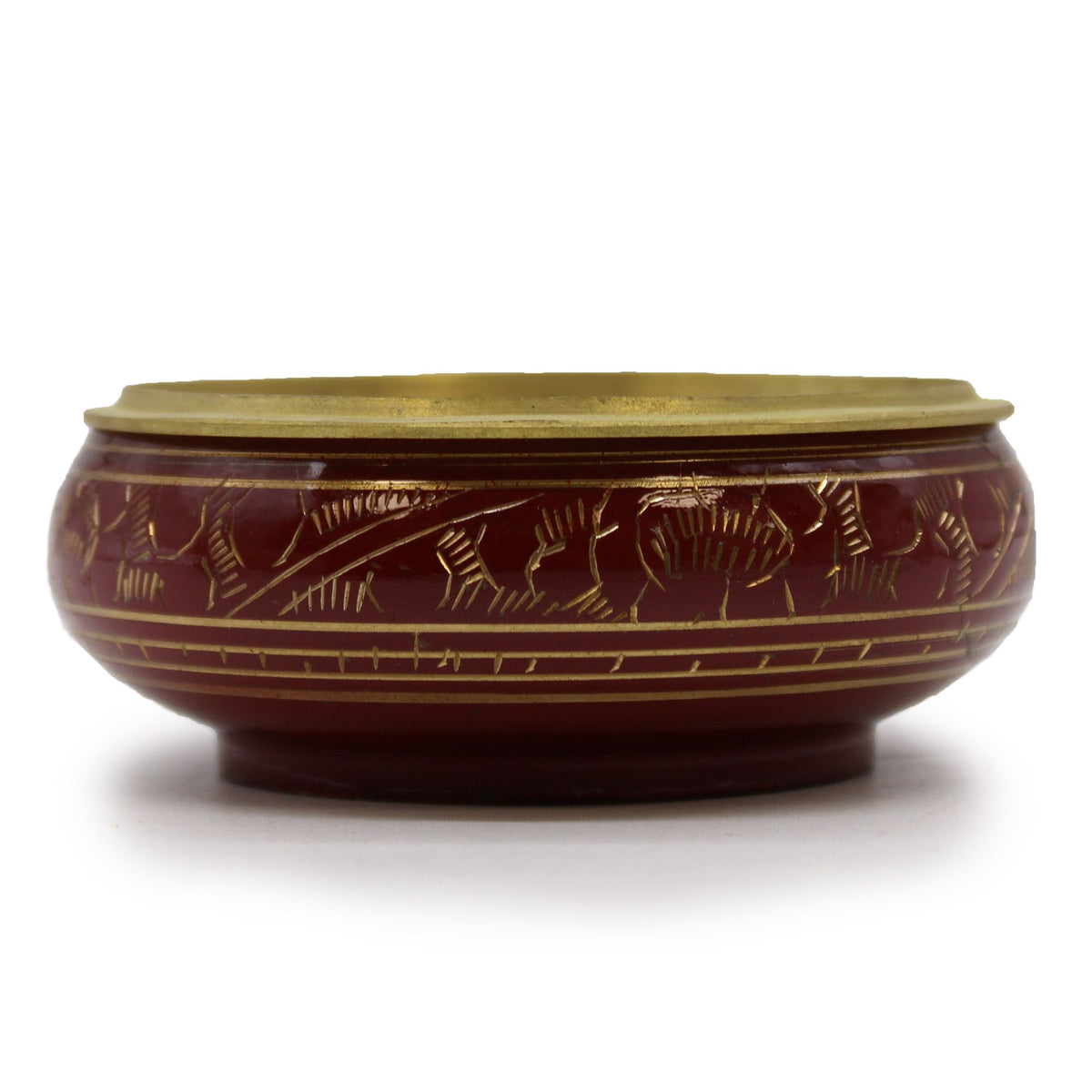 Root Chakra Charcoal Incense Jar, Burgundy, Brass