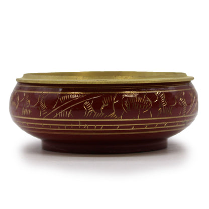 Root Chakra Charcoal Incense Jar, Burgundy, Brass