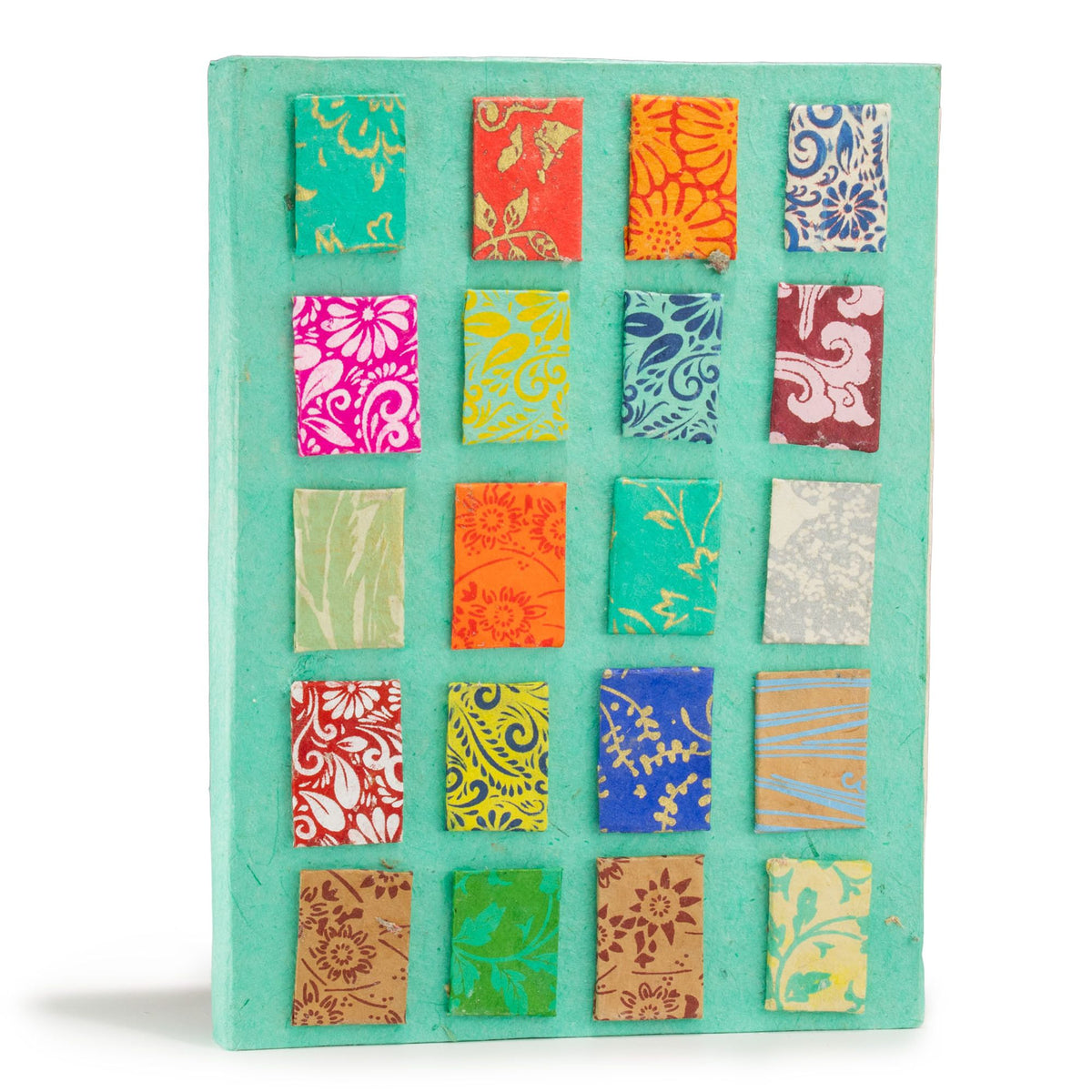 Teal Lokta Mini Tiles Notebook, Large