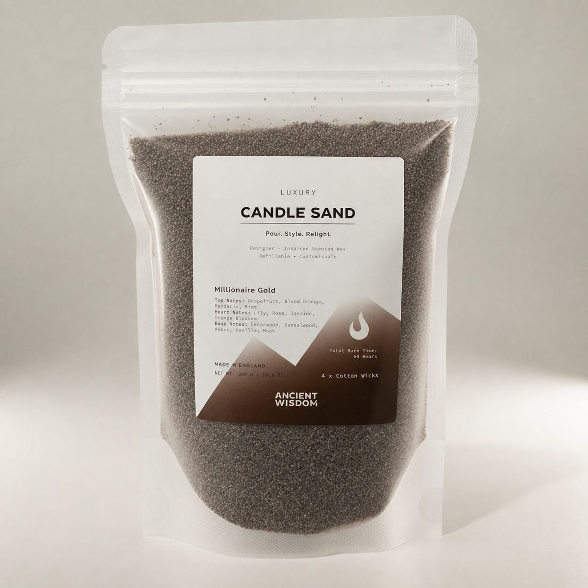 Millionaire Gold Candle Sand - Chocolate Brown, 300g