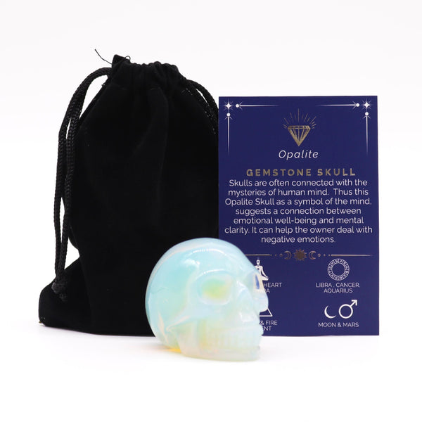 Gemstone Lrg Skull - Opalite | Auro & Co