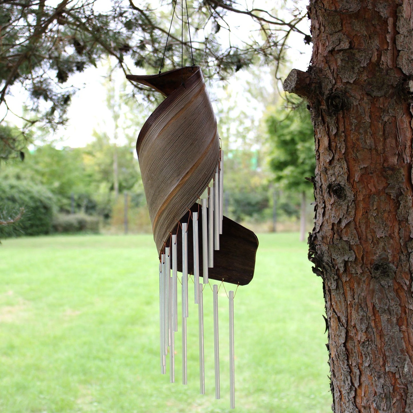 Artisan Spiral Wind Chimes – Natural Finish