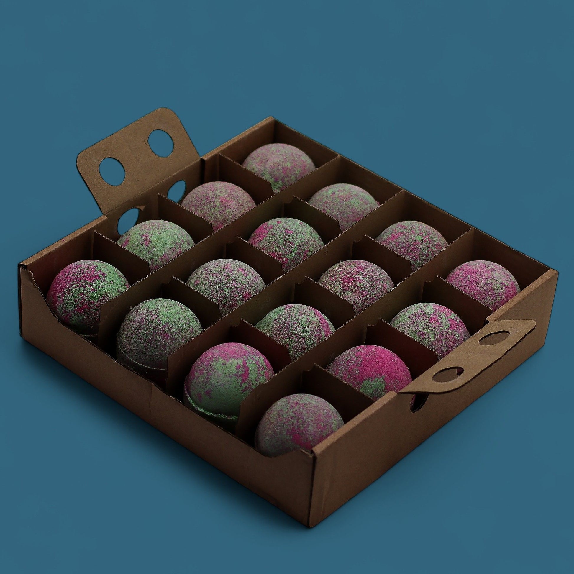 Set of 3 Fruity Rhubarb Bath Bombs – packaging