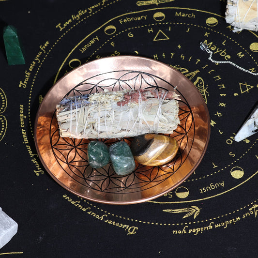 Flower of Life Copper Offering and Smudge Plate, 15cm