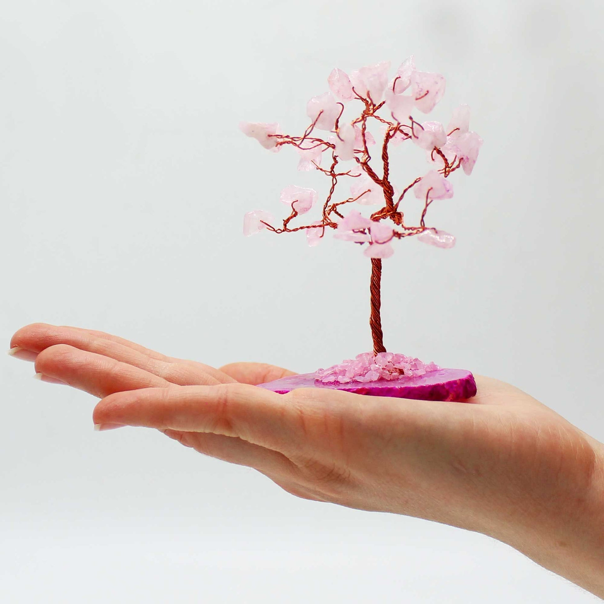 Gemstone Tree - Rose Quartz on Pink Agate Base (35 stones) – packaging