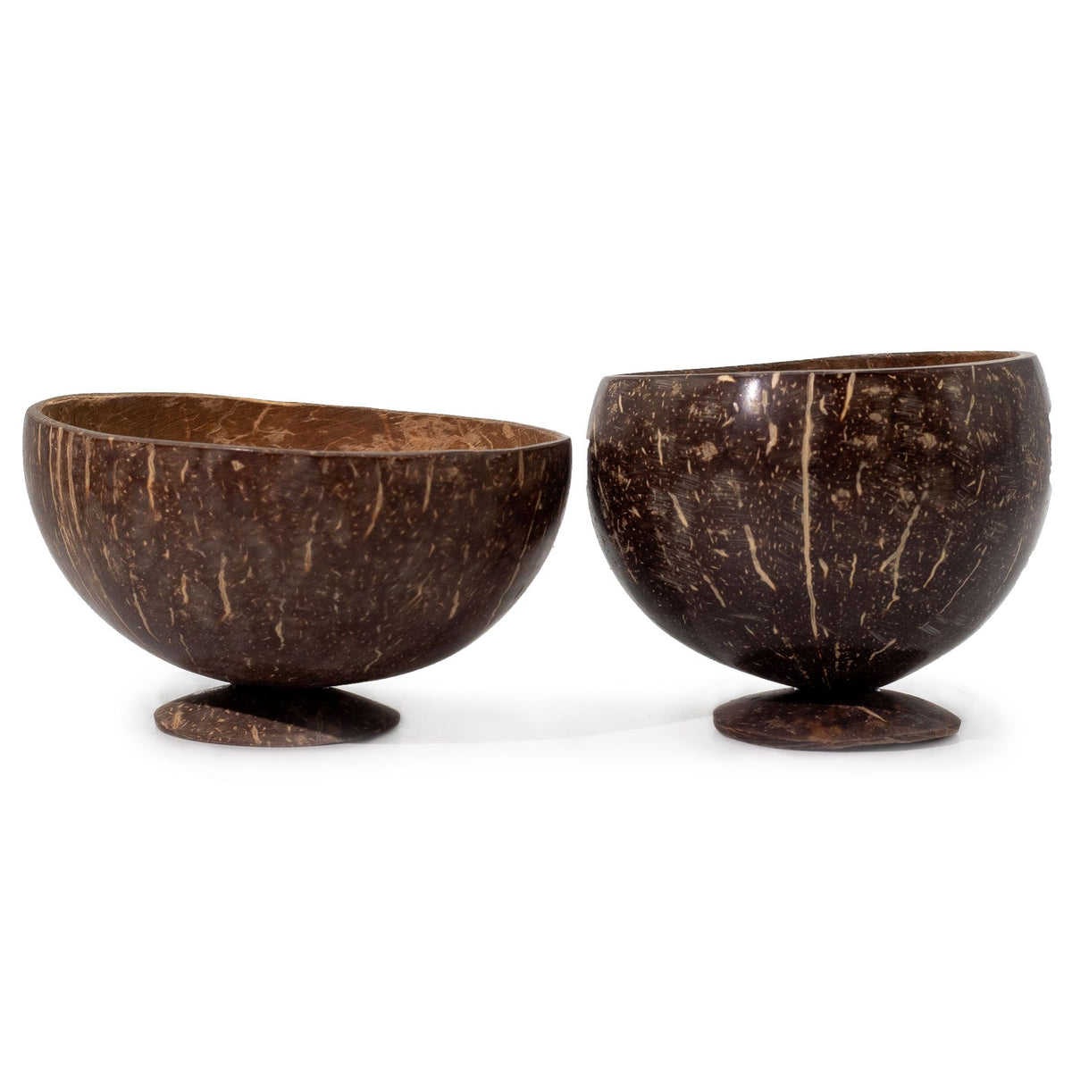 Natural Coconut Shell Bowl on Wooden Stand, Small, 9 x 10cm