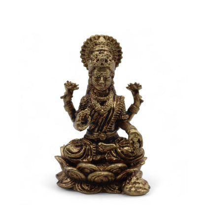 Sacred Prosperity Brass Laxmi Mini Statue – 30mm | Auro & Co