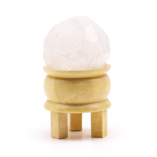 Gemstone Faceted Healing Ball & Stand - Rock Quartz | Auro & Co