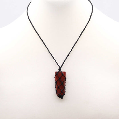 Laced Gemstone Flat Point Pendant - Red Jasper – lifestyle shot