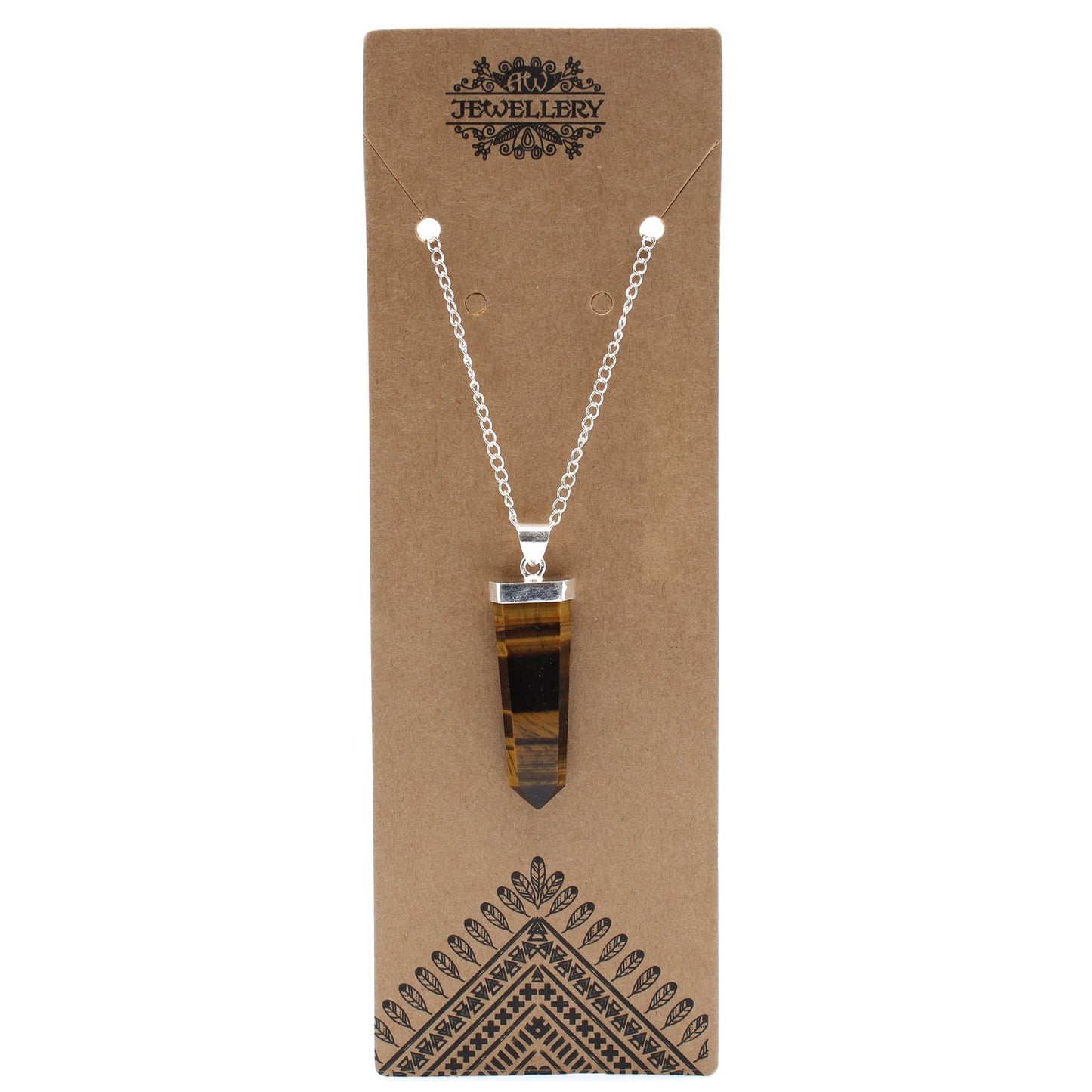 Gemstone Flat Pencil Pendant - Tiger Eye – lifestyle shot