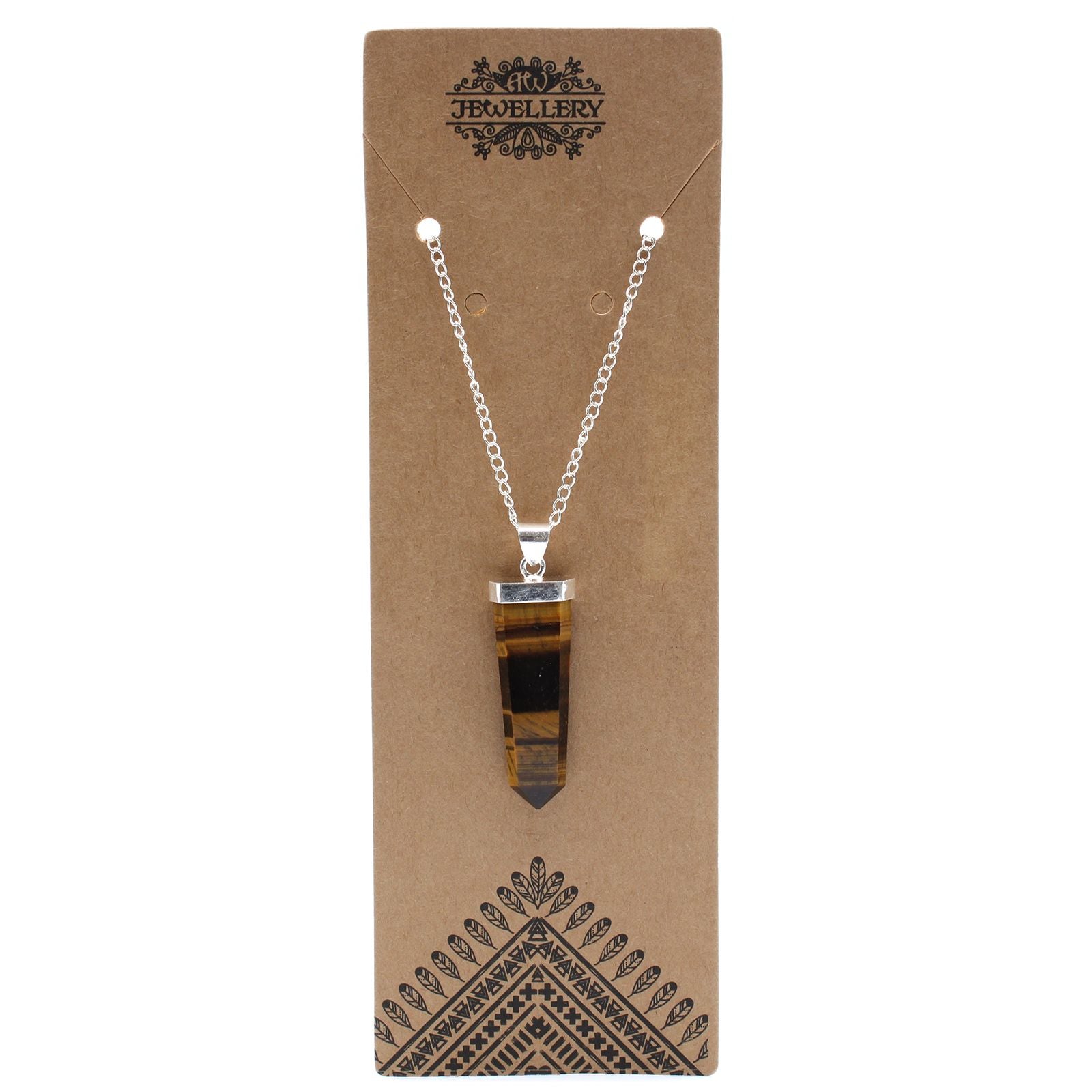 Gemstone Flat Pencil Pendant - Tiger Eye – lifestyle shot