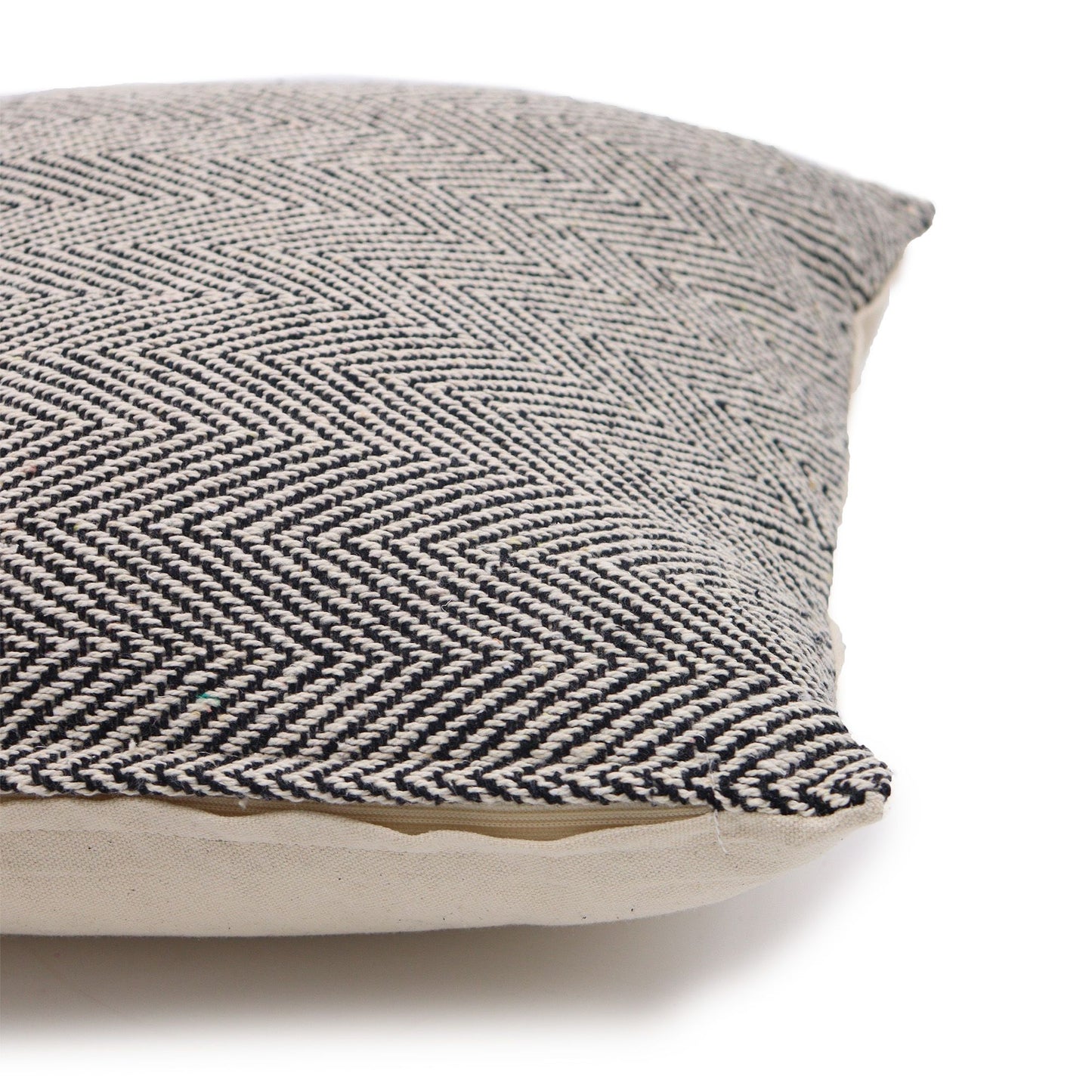 Soft Grey Herringbone Artisan Cushion Cover – 40x40 cm – detail view
