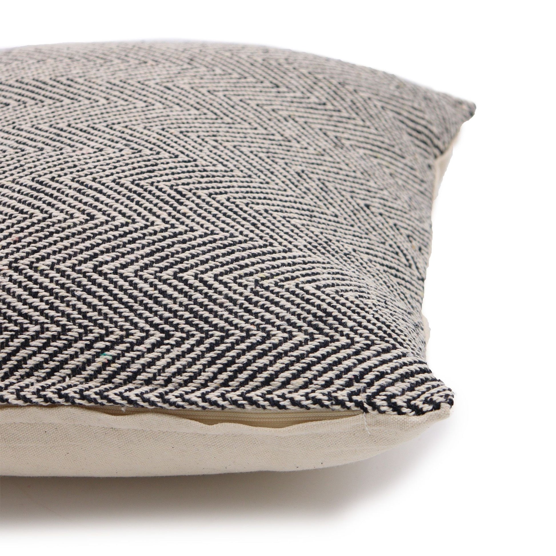 Soft Grey Herringbone Artisan Cushion Cover – 40x40 cm – detail view