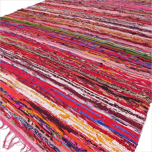 Luxury Handwoven Rag Rug – Red (150 × 90 cm)