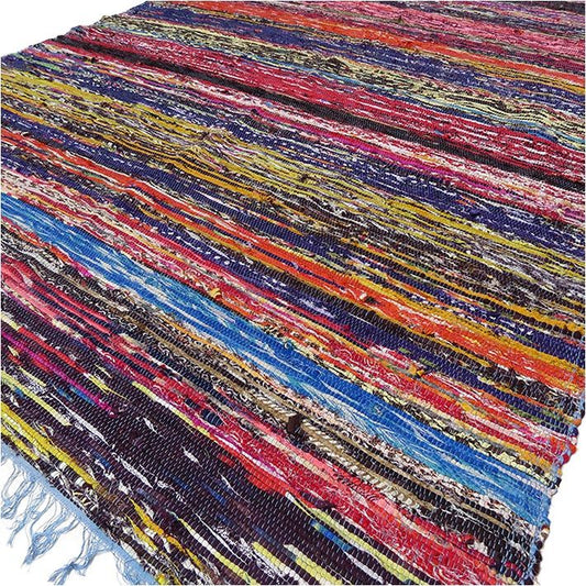Luxury Handwoven Rag Rug – Blue(150 × 90 cm)