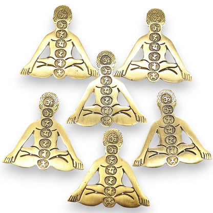 Seven Chakra Yoga Incense Holder, Gold Aluminium, 12cm