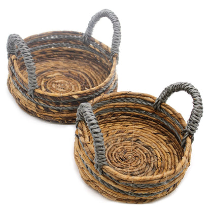 Handwoven Banana Leaf Round Storage Baskets – Set of 2