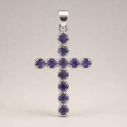 Indian Devotional Pendant - Silver Plated (45cm Chain)- Ionite Crucifix – detail view