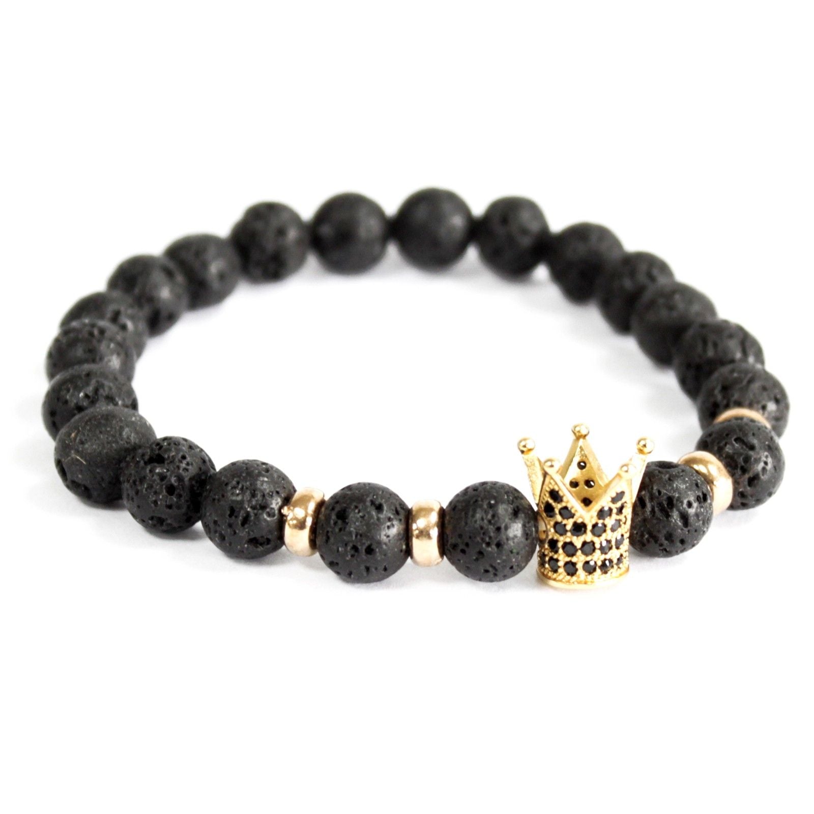 Gold Crown / Lava Stone - Gemstone Bracelet | Auro & Co
