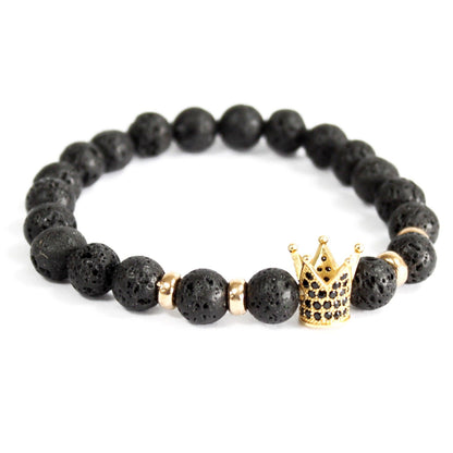 Gold Crown / Lava Stone - Gemstone Bracelet | Auro & Co