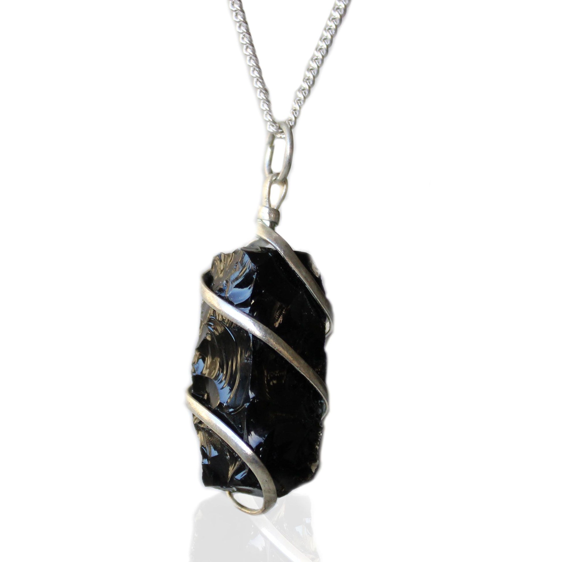 Cascade Wrapped Gemstone Necklace - Rough Black Onyx | Auro & Co