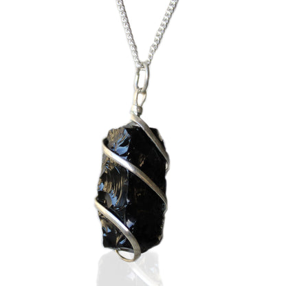Cascade Wrapped Gemstone Necklace - Rough Black Onyx | Auro & Co
