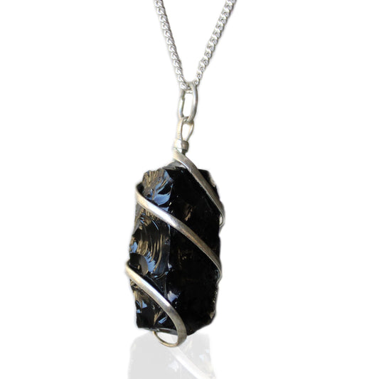 Cascade Wrapped Gemstone Necklace - Rough Black Onyx | Auro & Co