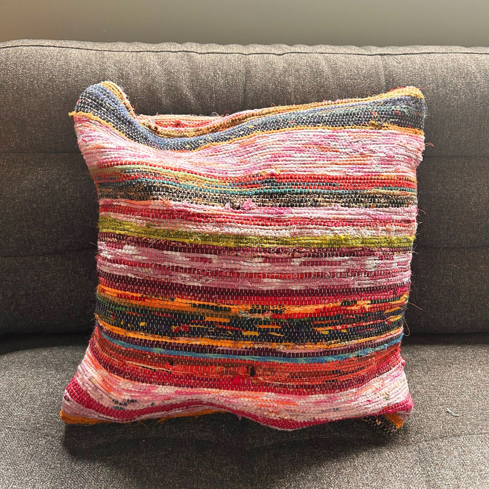 Rag Rug Cushion Covers - Aqua Blues – lifestyle shot