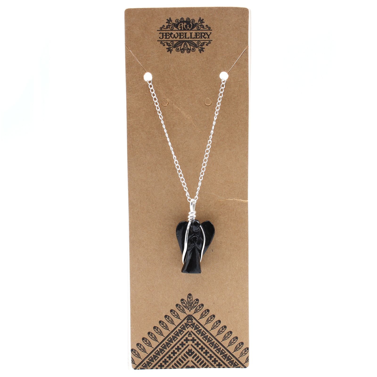 Gemstone Guardian Angel Pendant - Black Agate – detail view