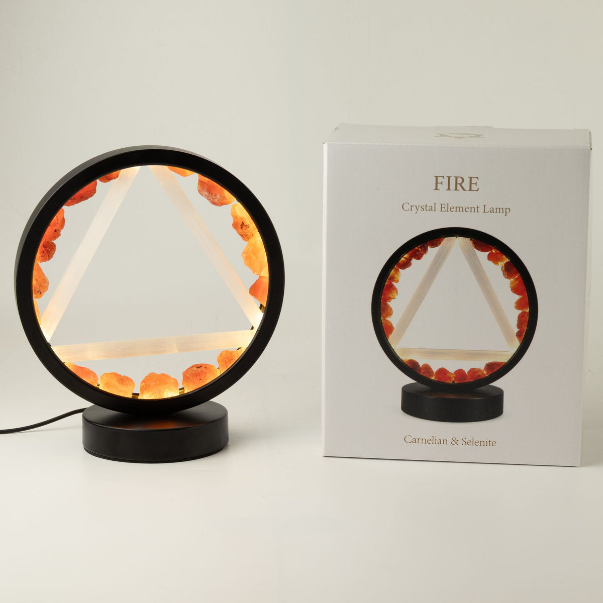 Fire Gemstone Halo Lamp, Carnelian and Selenite
