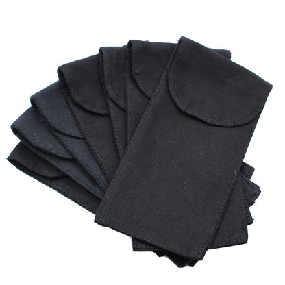 Cotton Pouch for Gemstone Face Rollers – Black (9 × 19 cm)