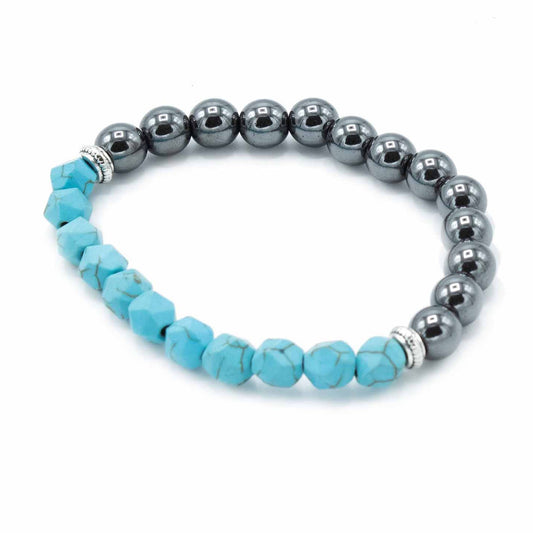 Faceted Gemstone Bracelet - Magnetic Turquoise – detail view