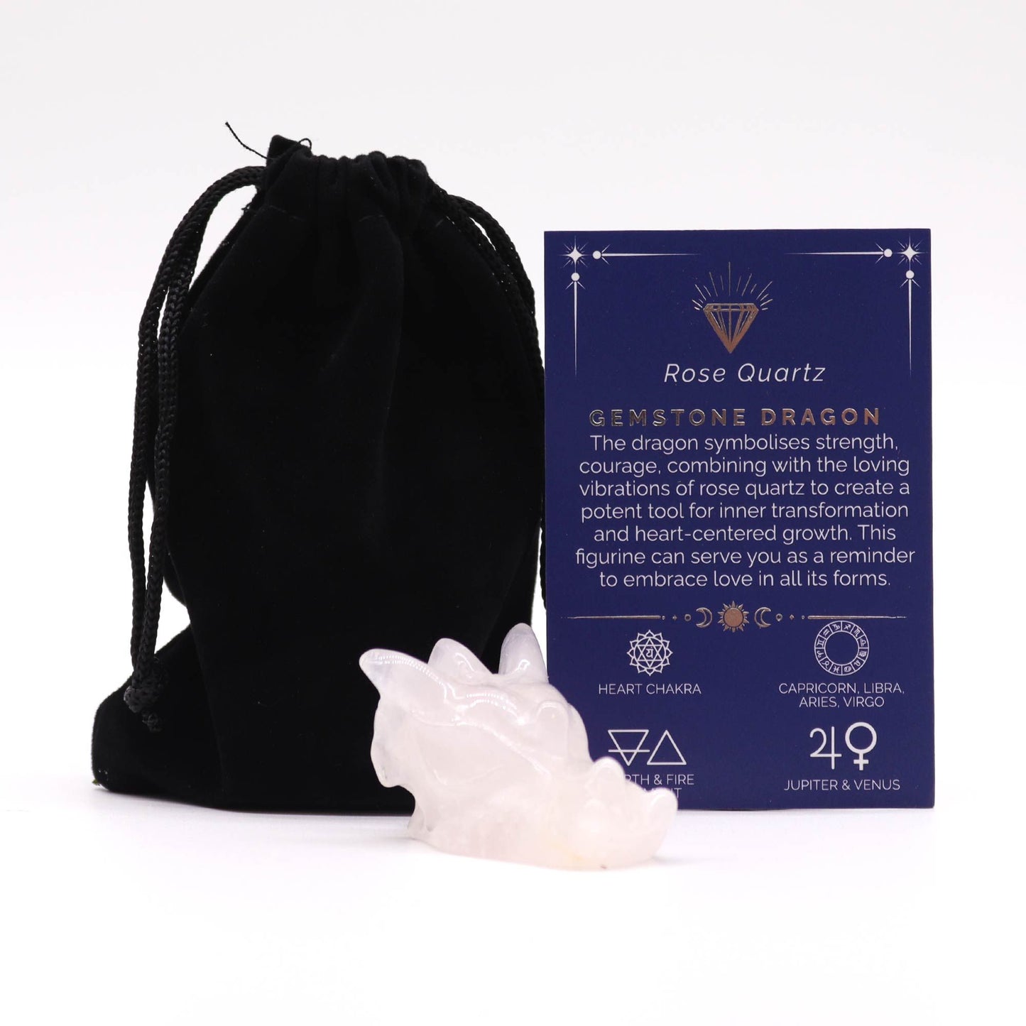 Gemstone Small Dragon Head- Rose Quartz | Auro & Co