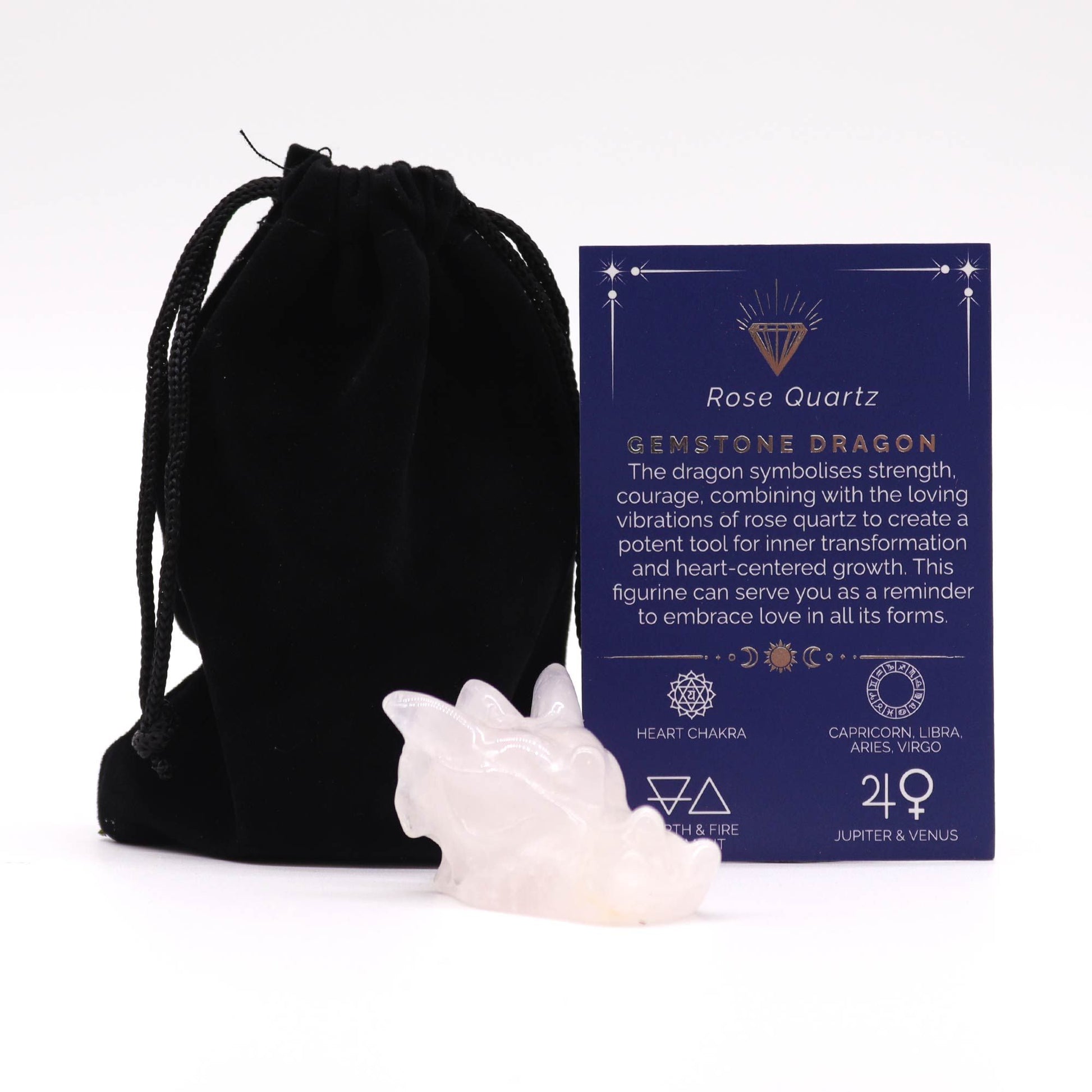 Gemstone Small Dragon Head- Rose Quartz | Auro & Co