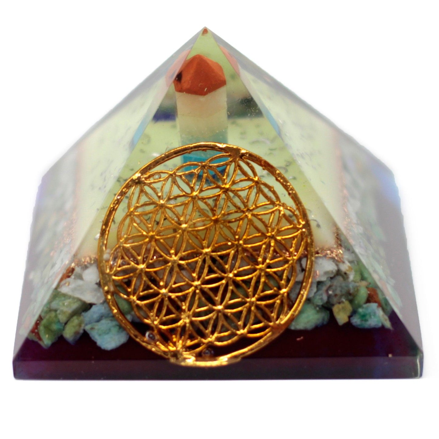 Lrg Organite Pyramid 80mm - Flower of life symbol | Auro & Co