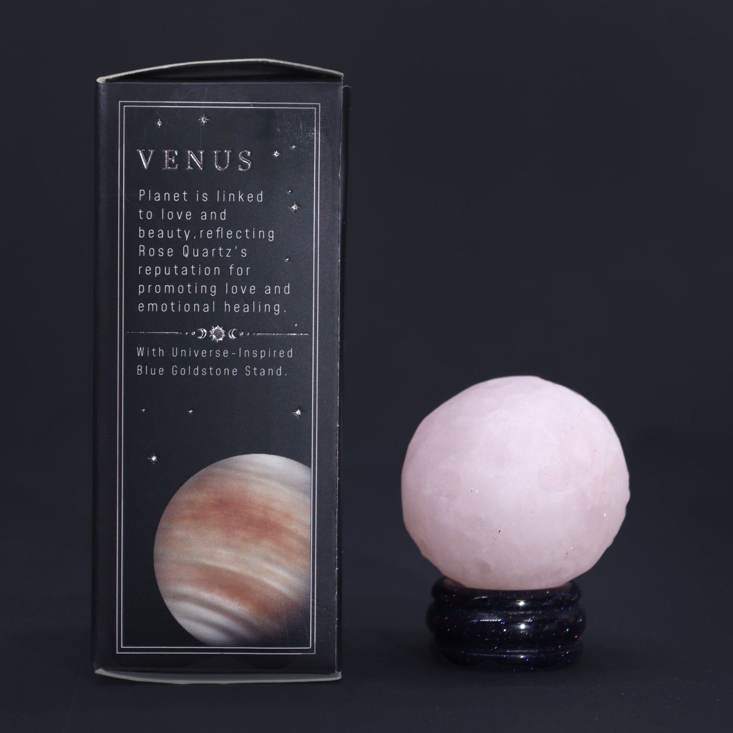 Rose Quartz Planet on a Sola Goldstone Stand (VENUS) – product image 7