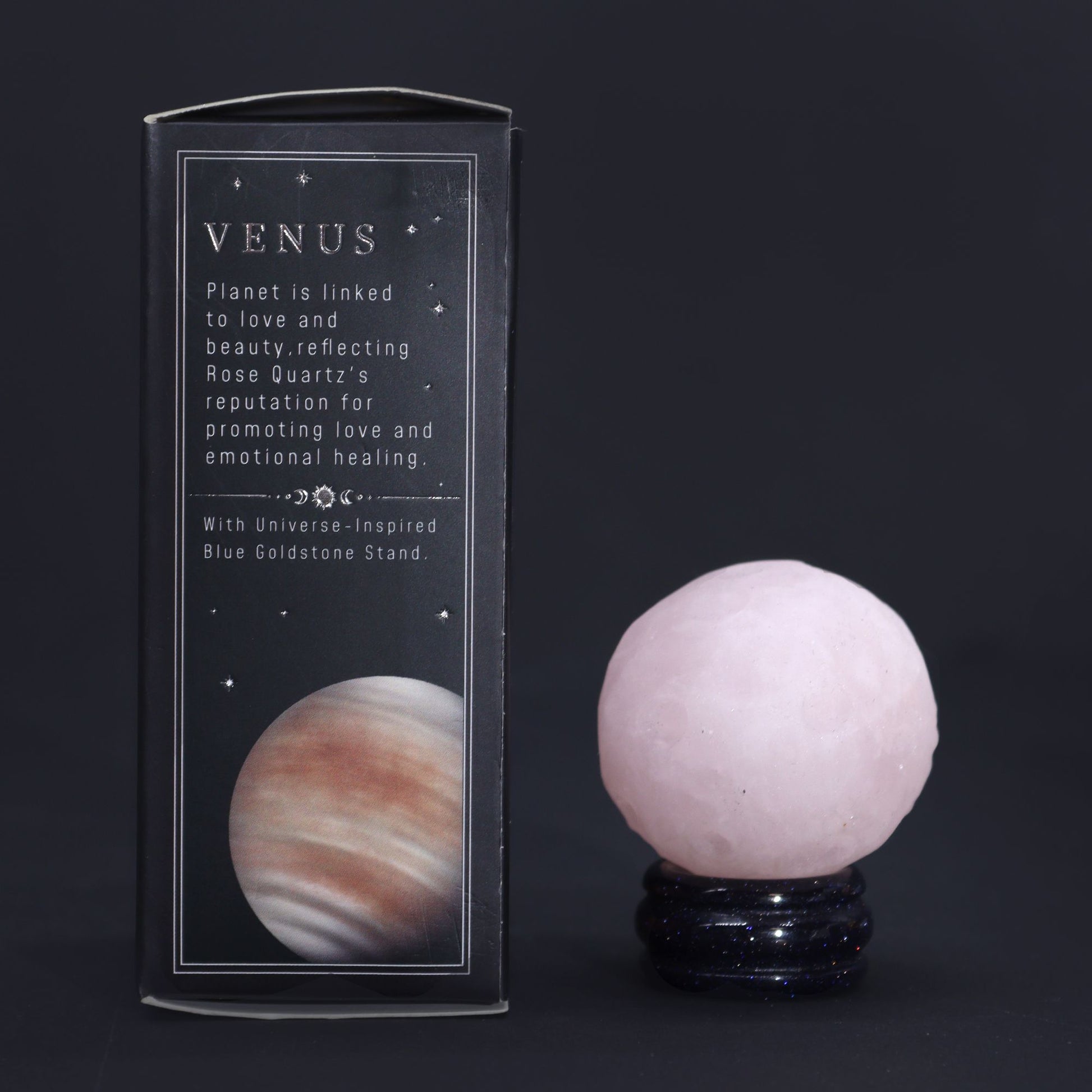 Rose Quartz Planet on a Sola Goldstone Stand (VENUS) – product image 7