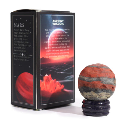 Red Jasper Planet on a Sola Goldstone Stand (MARS) | Auro & Co