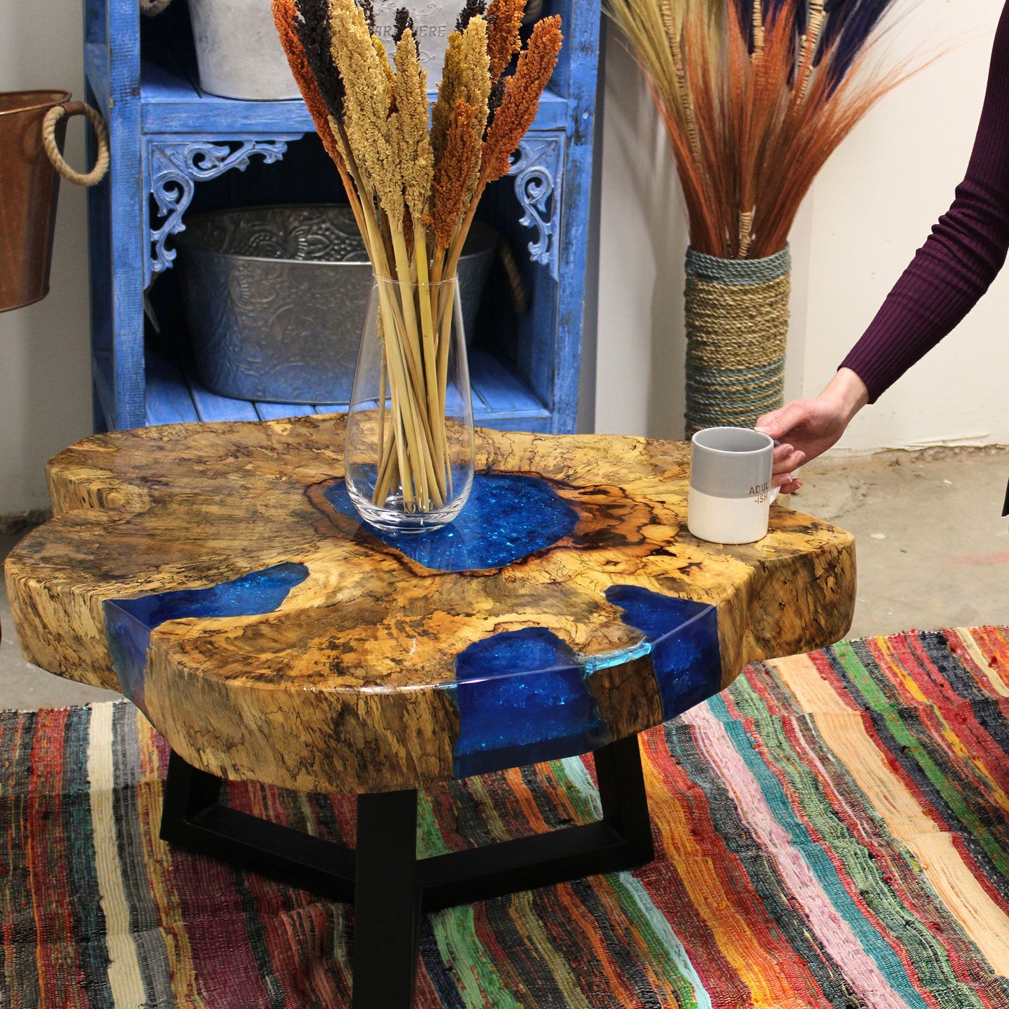 Ocean Rift Table – Hand-Shaped Wood & Resin Piece